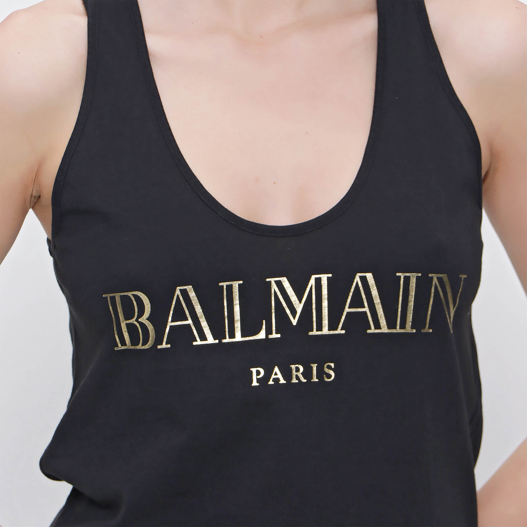 Balmain - Black Cotton Logo Tank Top  